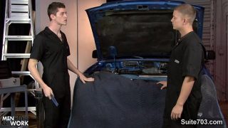 Gay mechanics fucking in the garage